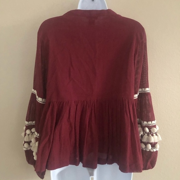 Vineet Bahl Anthropologie Nisha Boho Balloon Sleeves Peasant Top Size M - Picture 3 of 16